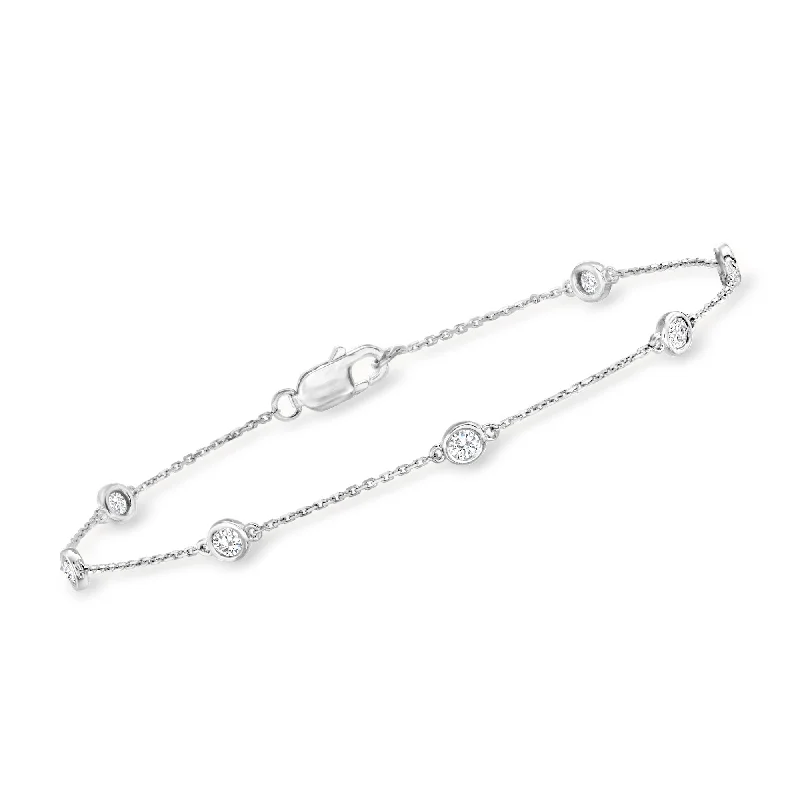 diamond bangle bracelets for women -diamond bangle bracelets for women -Ross-Simons Diamond Station Bracelet in Sterling Silver