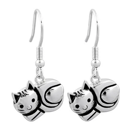 pearl earrings for women -pearl earrings for women -Sterling Silver Cat Earrings