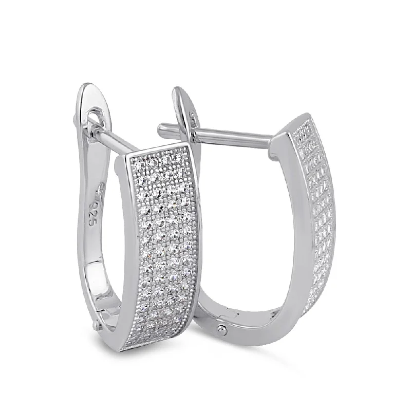 fashion earrings for women -fashion earrings for women -Sterling Silver Clear CZ Hoop Earrings