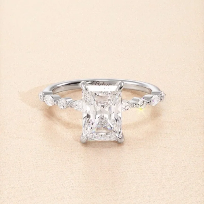 vintage-inspired engagement rings -vintage-inspired engagement rings -Radiant Cut Natural Diamond Dainty Engagement Ring