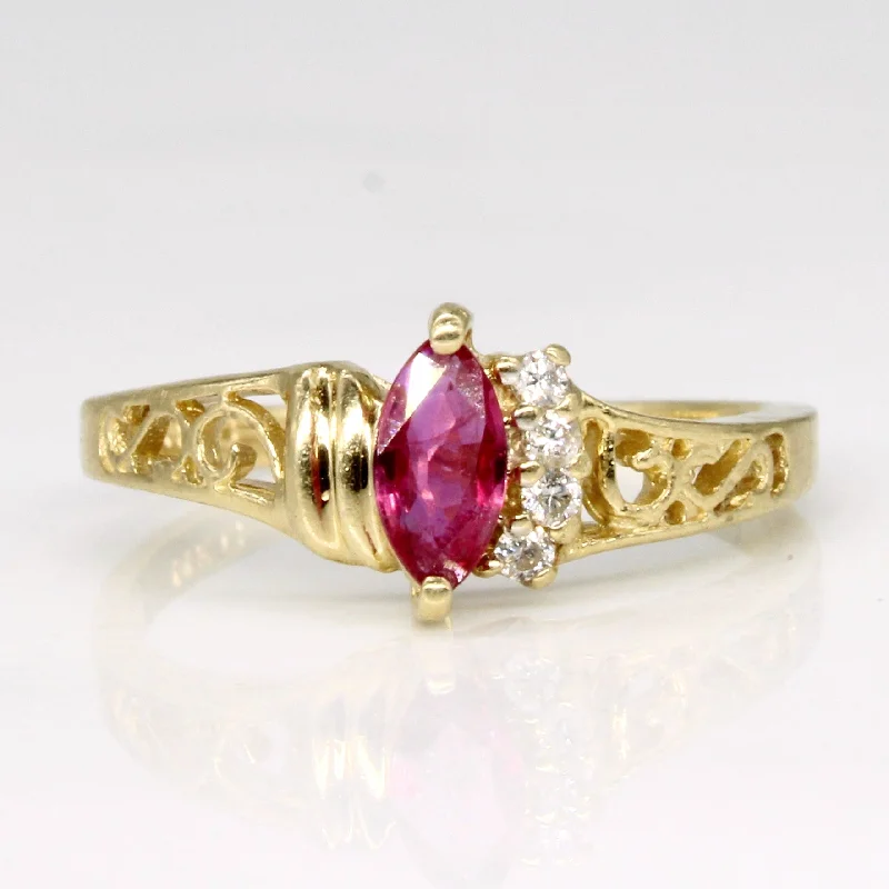 unique engagement rings -unique engagement rings -Ruby & Diamond Ring | 0.20ct, 0.04ctw | SZ 5 |