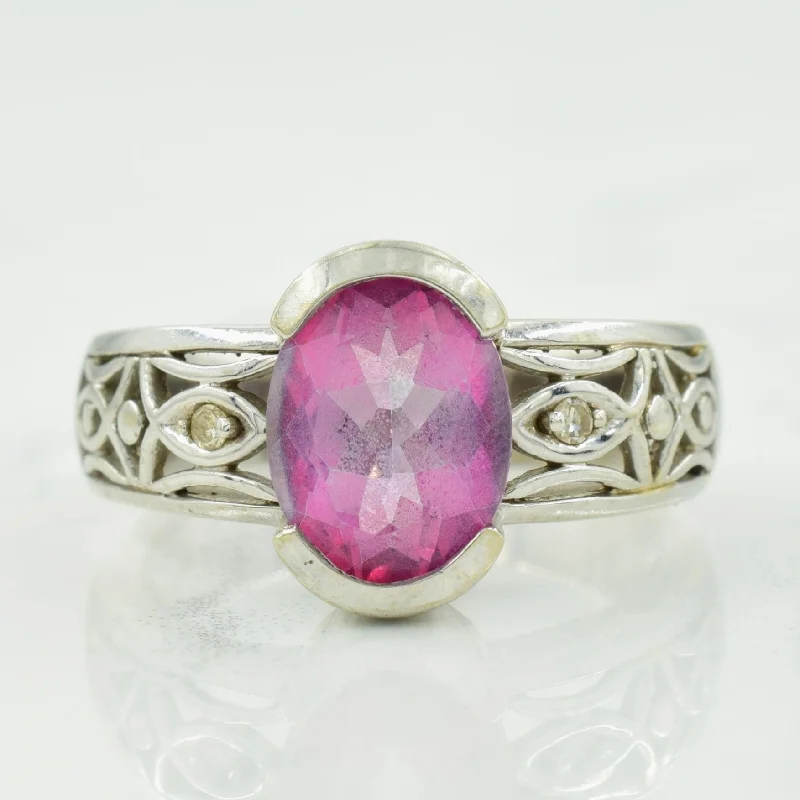 floral rings for women -floral rings for women -Pink Topaz & Diamond Ring | 2.00ct, 0.02ctw | SZ 5.75 |