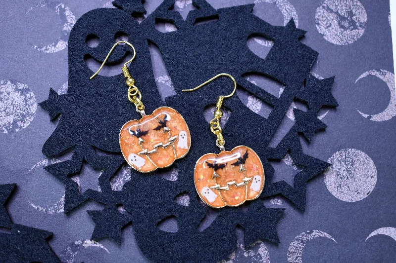 large hoop earrings -large hoop earrings -Ghost Party Pumpkin Earrings