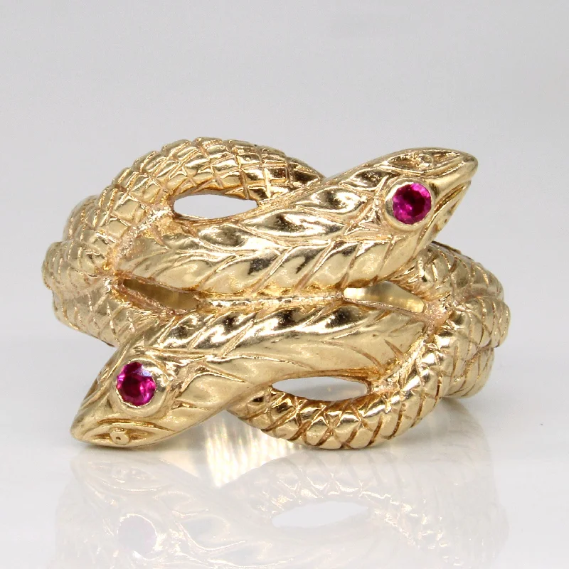 vintage gemstone rings for women -vintage gemstone rings for women -Synthetic Ruby Snake Ring | 0.05ctw | SZ 7.75 |