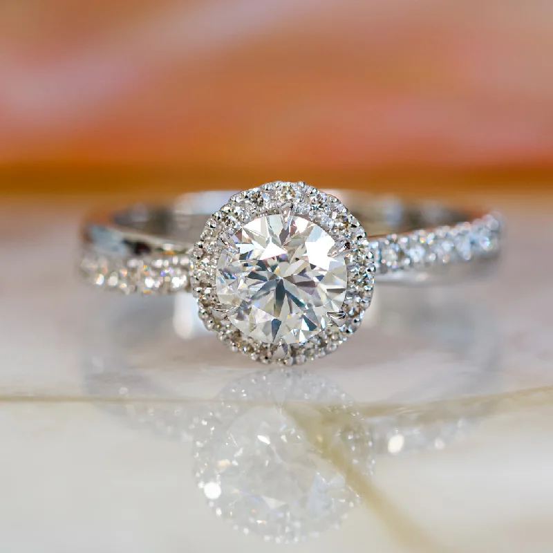 modern engagement rings for women -modern engagement rings for women -Lys Halo Natural Round  Diamond Engagement Ring