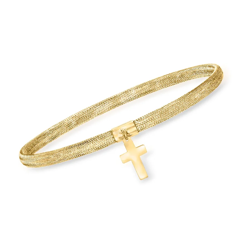 dainty bracelets for women -dainty bracelets for women -Ross-Simons Italian 14kt Yellow Gold Cross Charm Mesh Bracelet