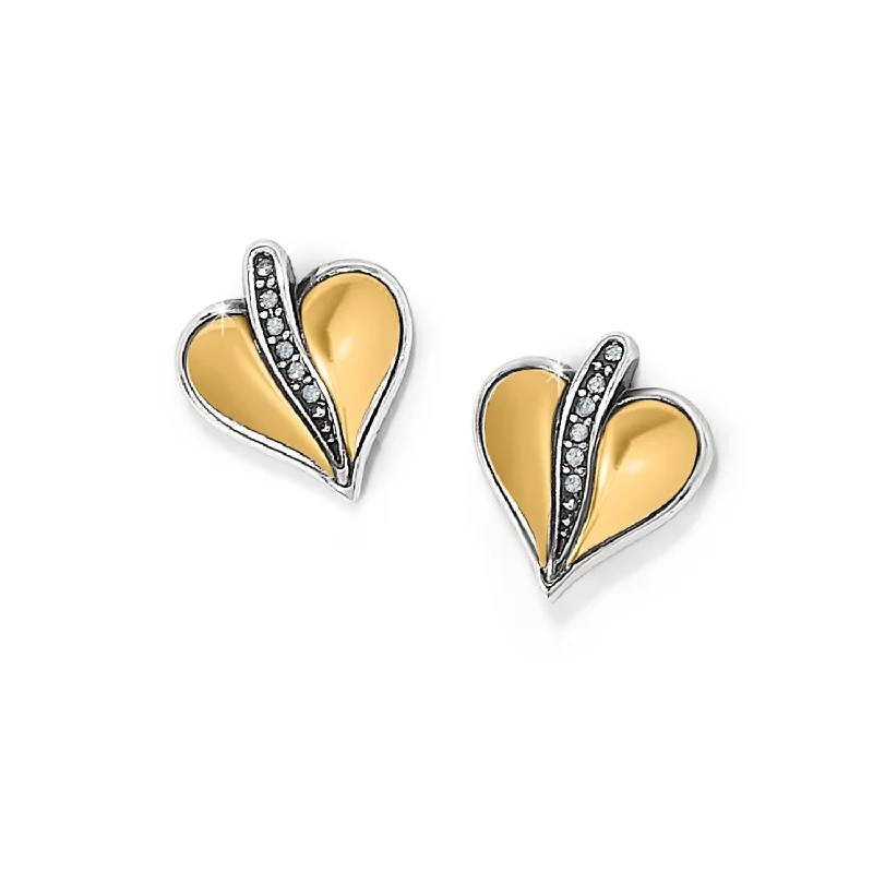 gold stud earrings for women -gold stud earrings for women -Precious Heart Two Tone Post Earrings - JA0015