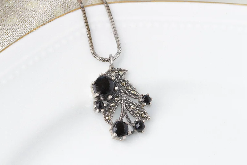 celestial necklaces for women -celestial necklaces for women -BLACK ONYX Silver Sterling NECKLACE