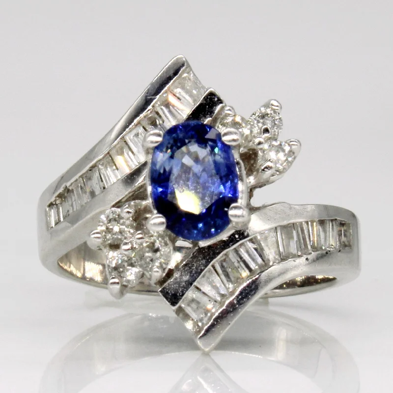 bold rings for women -bold rings for women -Sapphire & Diamond Waterfall Ring | 0.99ct, 0.68ctw | SZ 6 |