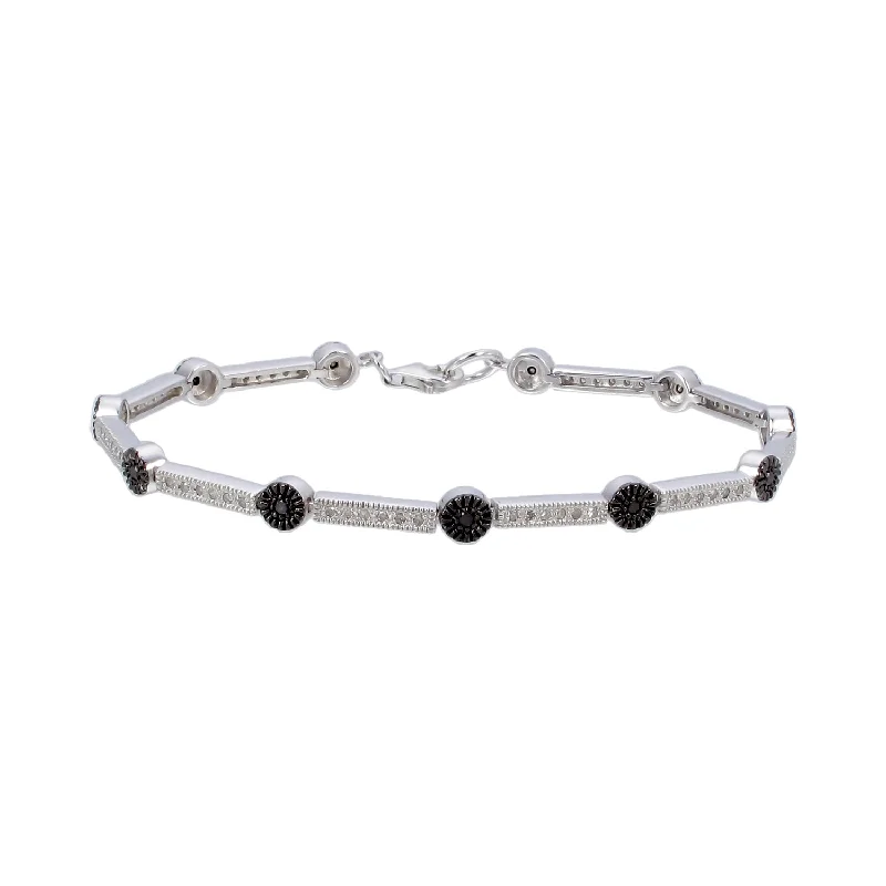 fashion bangles for women -fashion bangles for women -0.55 cttw Black And White Diamond Tennis Bracelet .925 Sterling Silver Rhodium