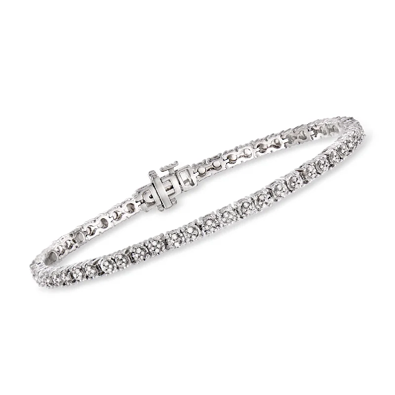 elegant women’s bangles with crystals -elegant women’s bangles with crystals -Ross-Simons Diamond Tennis Bracelet in Sterling Silver