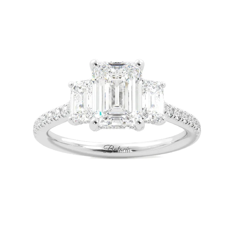 princess cut engagement rings for women -princess cut engagement rings for women -Emerald Cut Three Stone Diamond Engagement Ring