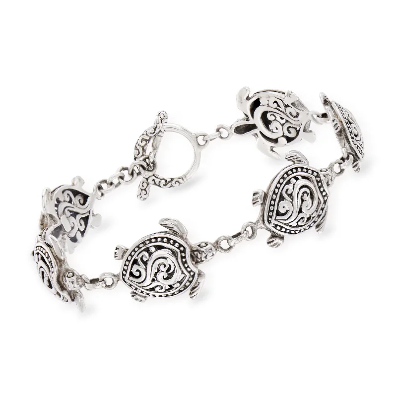 chunky bangles for women -chunky bangles for women -Ross-Simons Sterling Silver Turtle Bali-Style Bracelet