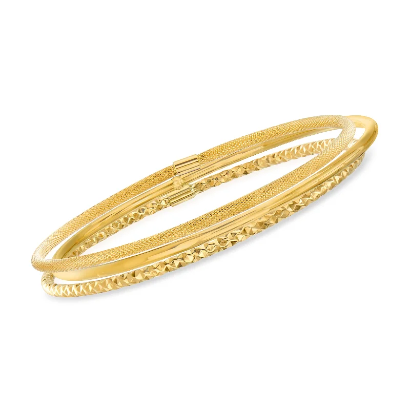 elegant tennis bracelets for women -elegant tennis bracelets for women -Ross-Simons Italian 14kt Yellow Gold Multi-Finish Jewelry Set: 3 Bangle Bracelets