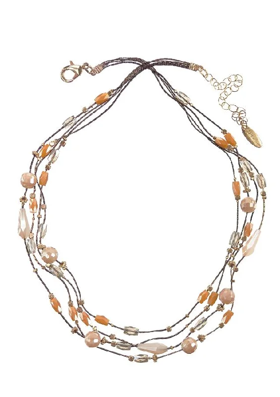 contemporary necklaces for women -contemporary necklaces for women -Hot Tomato Fine Line of 4 Crystal Collaboration Necklace in Bronze/Caramel