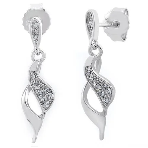 romantic earrings for women -romantic earrings for women -Sterling Silver Elegant CZ Dangle Earrings