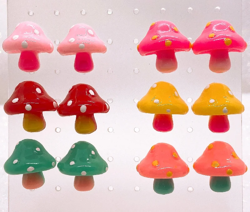 fashion earrings for women -fashion earrings for women -Instant Shipping! Retro Mushroom Stud Earrings (6 Colors)