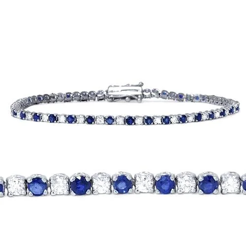 timeless bangles for women -timeless bangles for women -2ct Blue Sapphire & Diamond Genuine Tennis Bracelet 14K White Gold