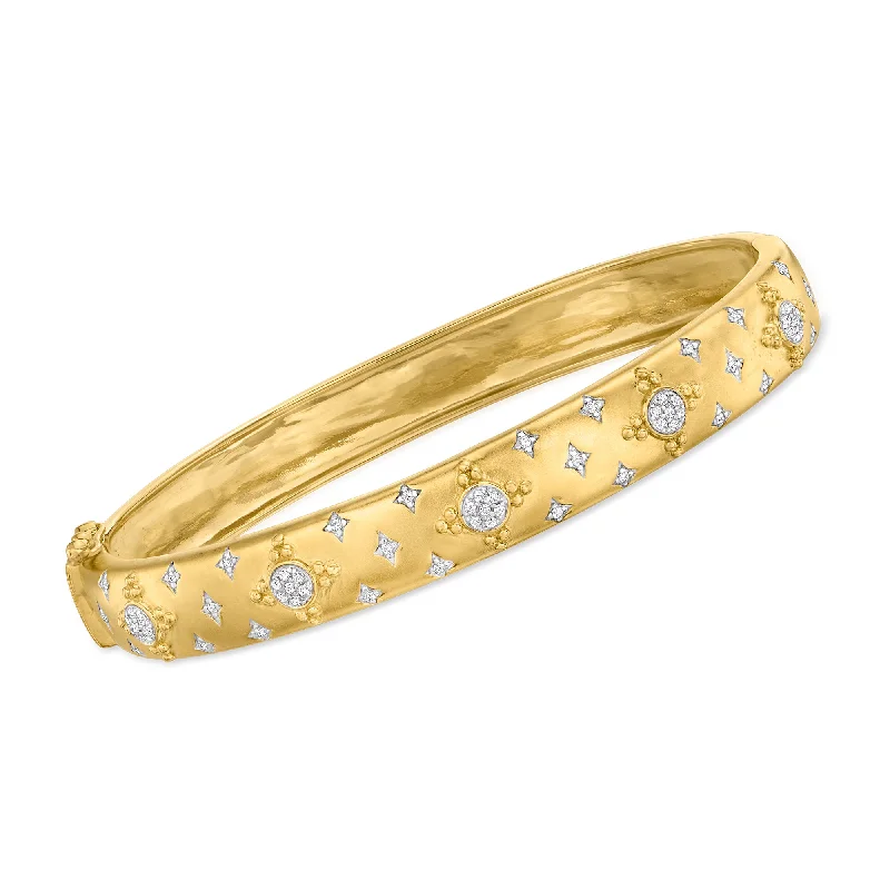 unique charm bracelets for women -unique charm bracelets for women -Ross-Simons Diamond Cluster Bangle Bracelet in 18kt Gold Over Sterling