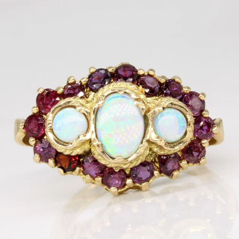 anniversary rings for women -anniversary rings for women -Opal & Ruby Cocktail Ring | 0.75ctw, 1.00ctw | SZ 7.25 |