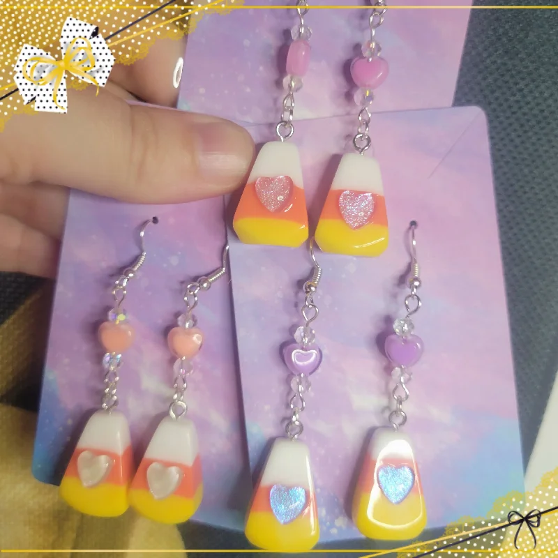 women’s vintage earrings -women’s vintage earrings -Candy Corn Lovecorn Earrings