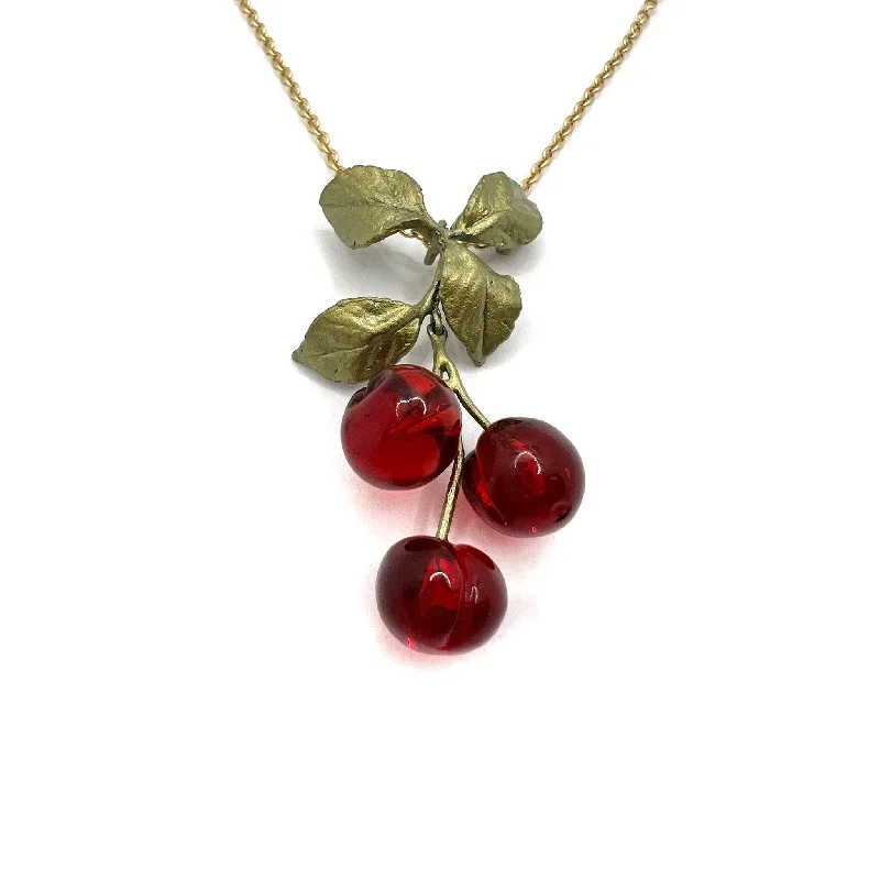 unique necklaces for women -unique necklaces for women -Morello Cherry Pendant Necklace by Michael MIchaud