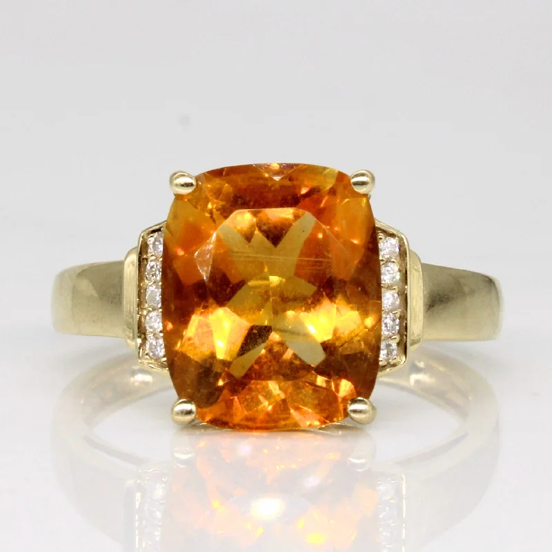 wedding ring sets for women -wedding ring sets for women -Citrine & Diamond Cocktail Ring | 3.50ct, 0.04ctw | SZ 6.75 |