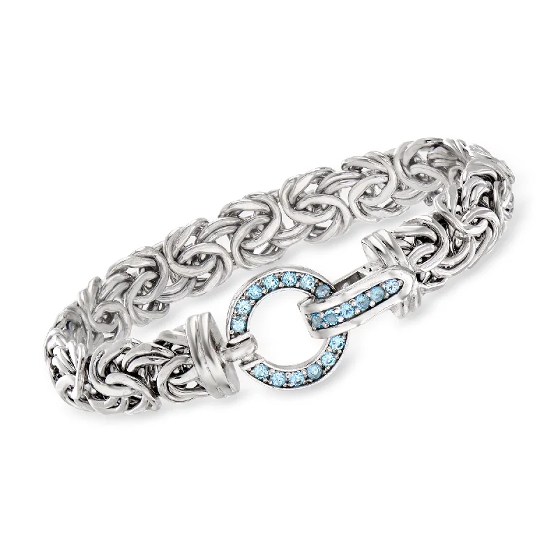 elegant women’s bangles with crystals -elegant women’s bangles with crystals -Ross-Simons Sky Blue Topaz Byzantine Bracelet in Sterling Silver