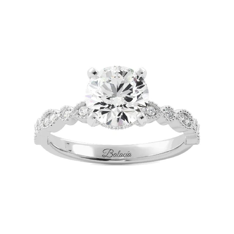 simple engagement rings for women -simple engagement rings for women -Round Natural Diamond Hidden Halo Fancy Engagement Ring