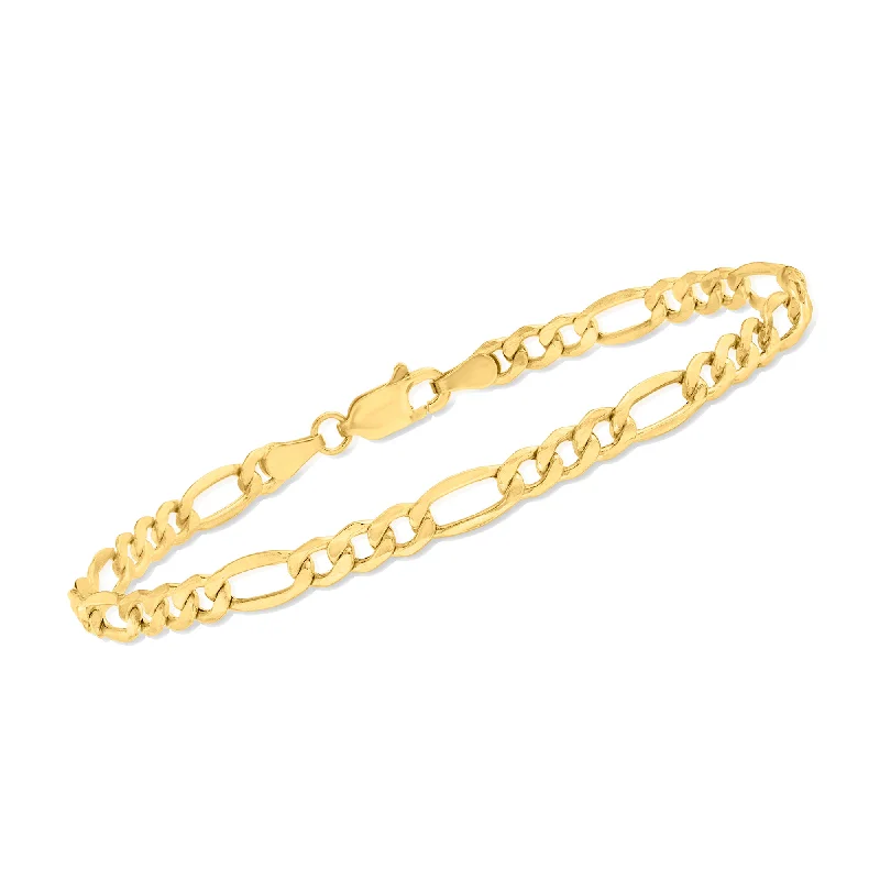 luxury silver bangles -luxury silver bangles -Ross-Simons 4.2mm 14kt Yellow Gold Figaro-Link Bracelet