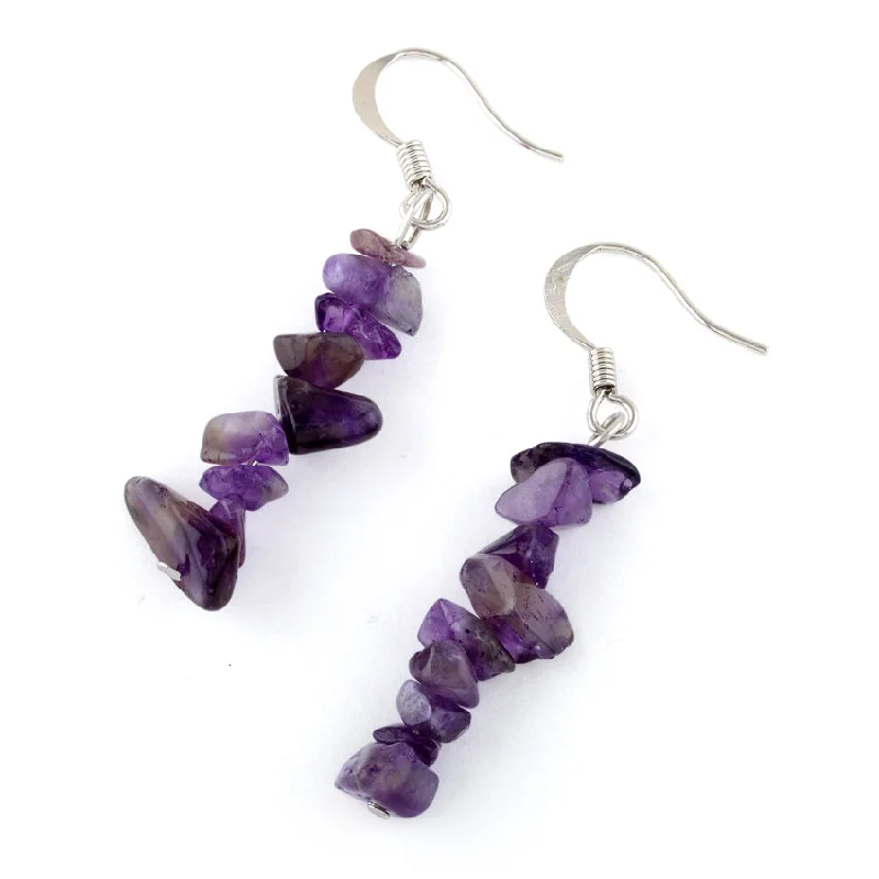 handmade earrings for women -handmade earrings for women -Amethyst Chips Dangle Earrings