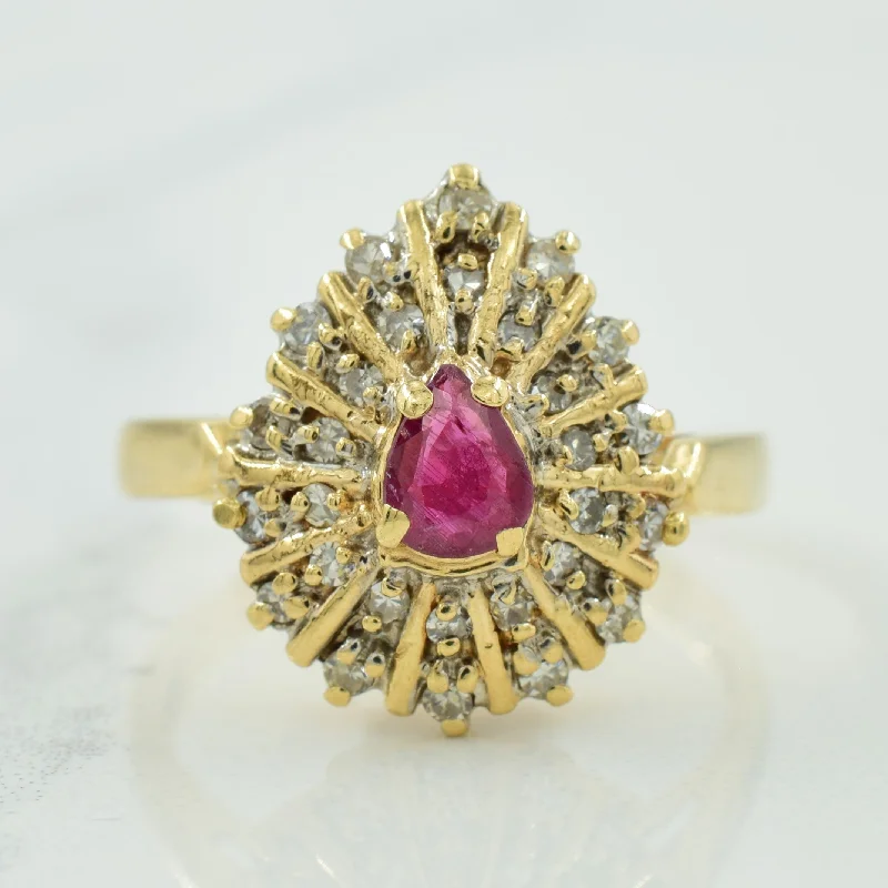 bridesmaid rings for women -bridesmaid rings for women -Ruby & Diamond Cocktail Ring | 0.40ct, 0.24ctw | SZ 7 |