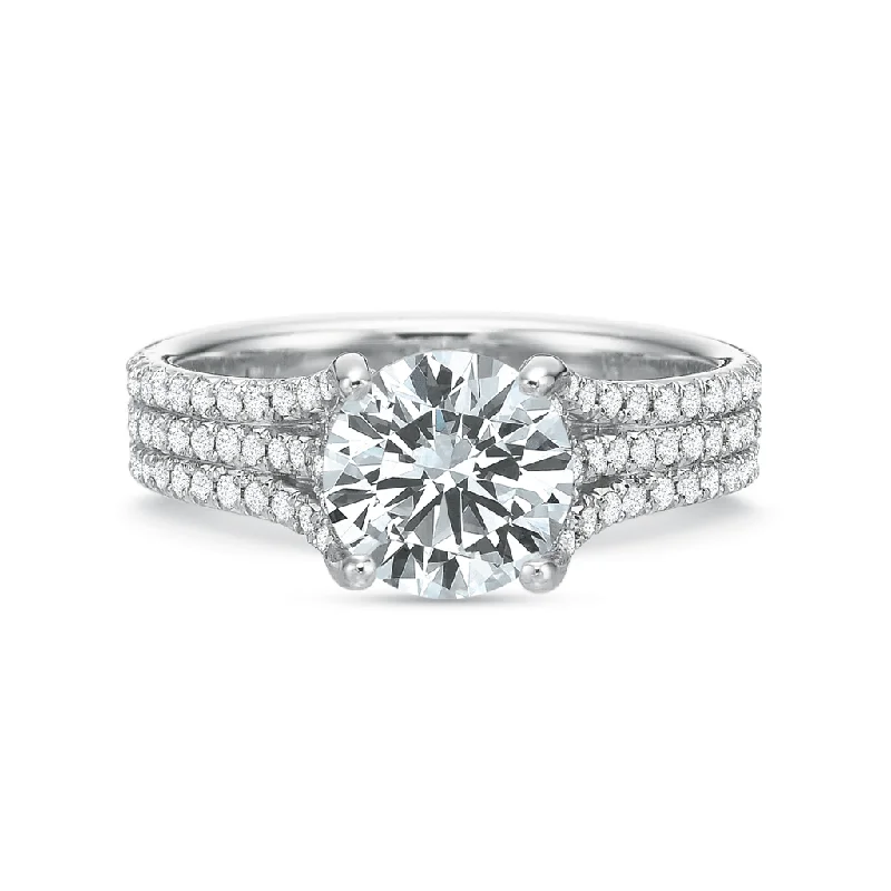 radiant engagement rings -radiant engagement rings -Classic Diamond Engagement Ring with Triple Diamond Band