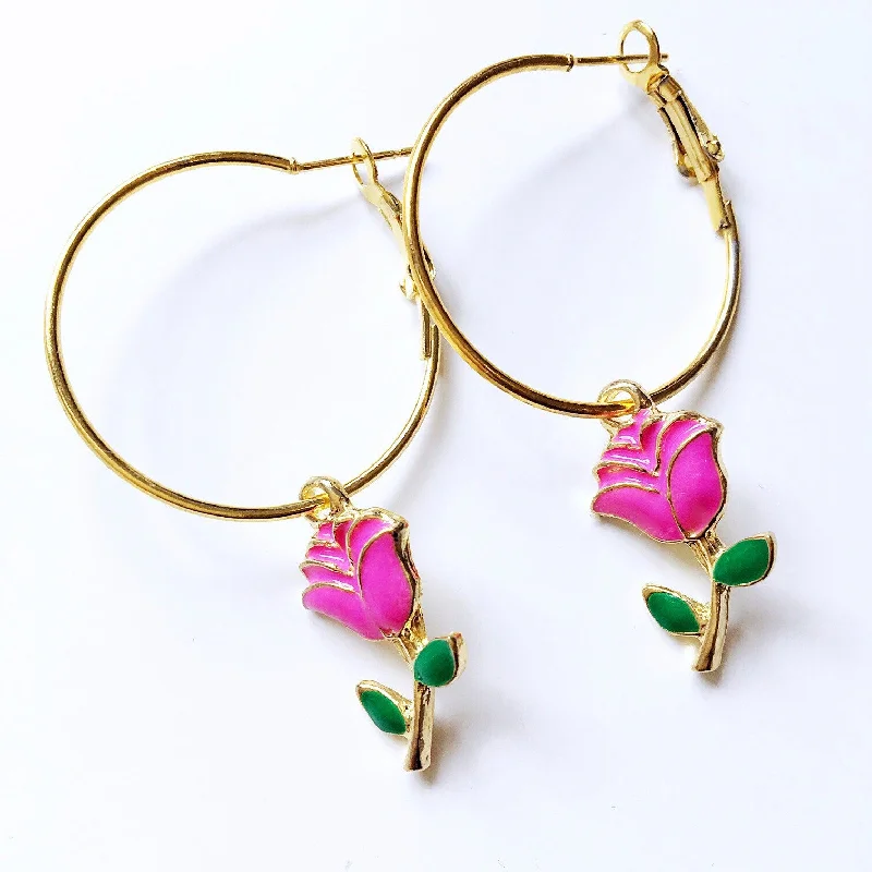 trendy earrings for women -trendy earrings for women -ROSE SMALL HOOP EARRINGS