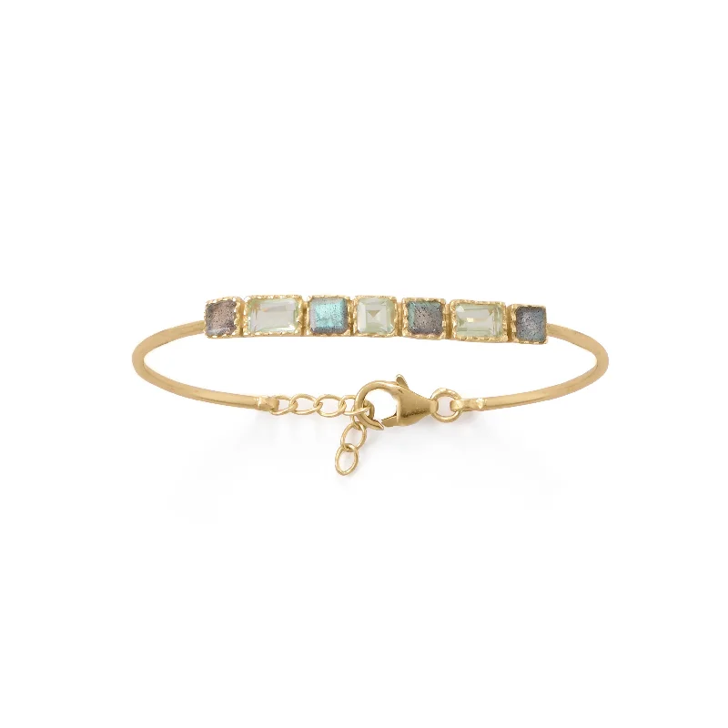 women’s bangles with gemstones -women’s bangles with gemstones -18k Gold Labradorite Multi Emerald Cut Bangle