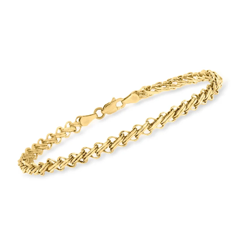 beaded bangles for women -beaded bangles for women -Ross-Simons 14kt Yellow Gold Double-Bar Link Bracelet