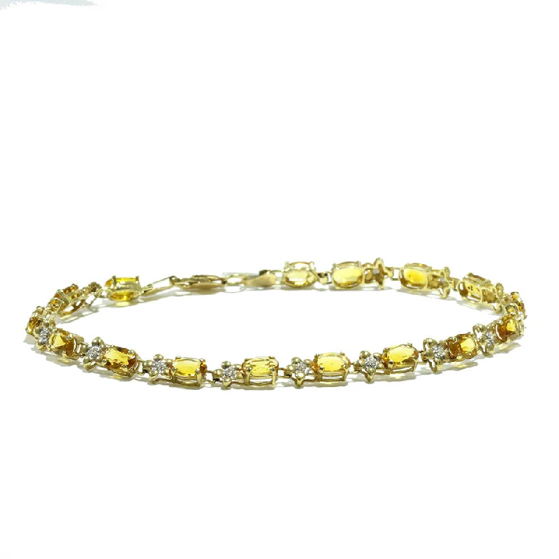 women’s adjustable cuff bracelets -women’s adjustable cuff bracelets -14K Yellow Gold Citrine & Diamond Bracelet