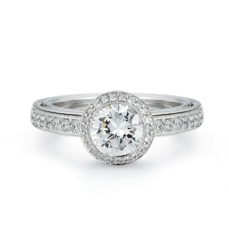 timeless engagement rings for women -timeless engagement rings for women -Entre Nous Round Diamond Engagement Ring with Diamond Halo and Band