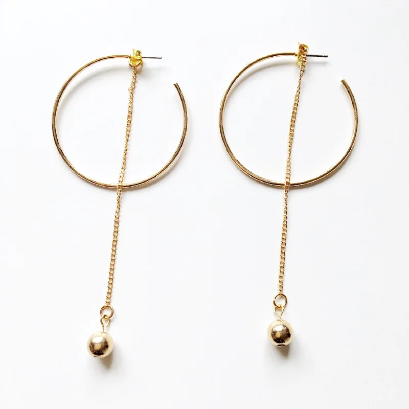 bridal earrings for women -bridal earrings for women -C SHAPE WITH BALL PENDANT HOOP EARRINGS