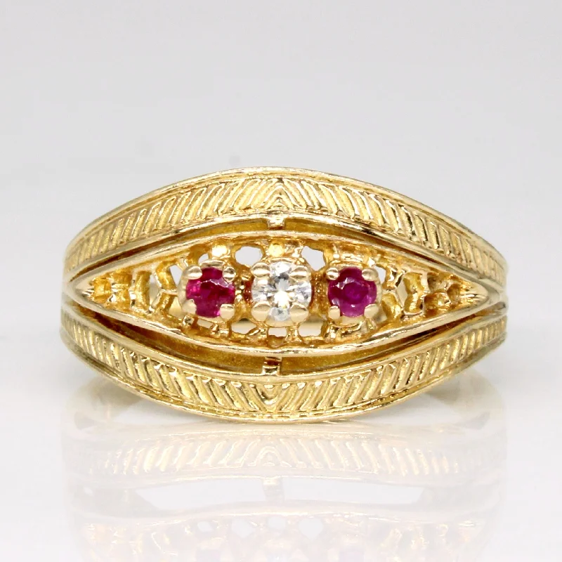 vintage engagement rings for women -vintage engagement rings for women -Synthetic Ruby & Diamond Ring | 0.07ctw, 0.05ct | SZ 5.75 |