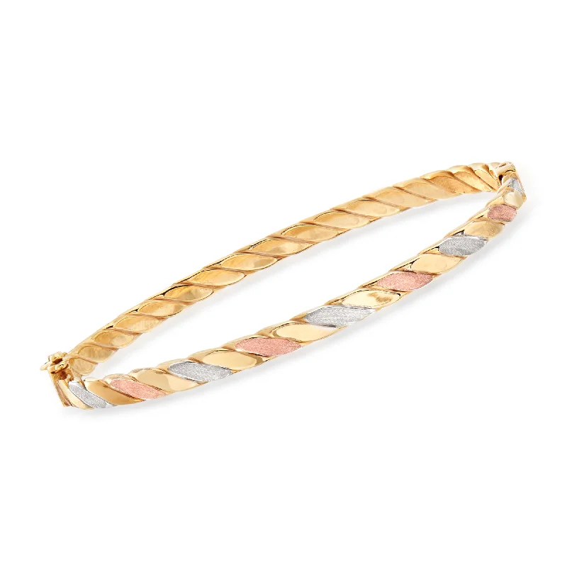 adjustable bangles for women -adjustable bangles for women -Ross-Simons Italian 18kt Tri-Colored Gold Twisted Bangle Bracelet