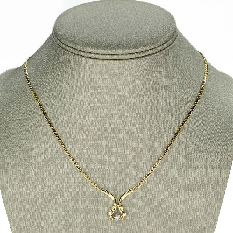 statement pendant necklaces for women -statement pendant necklaces for women -0.1ct Round Diamond Solitaire 16" Necklace in 14K Yellow Gold