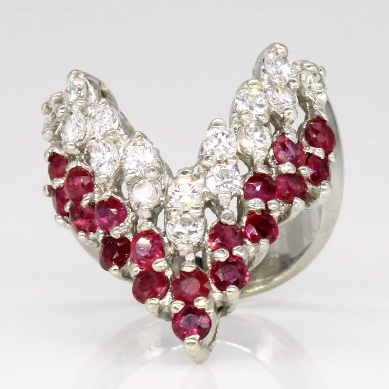 women’s rings -women’s rings -Ruby & Diamond Chevron Ring | 0.57ctw, 0.48ctw | SZ 4.25 |