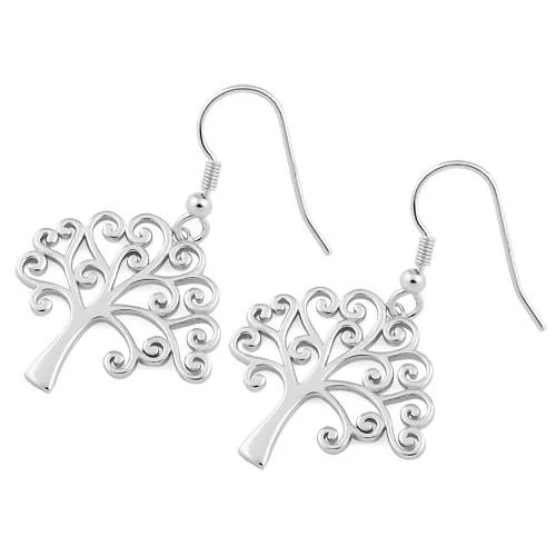 trendy earrings for women -trendy earrings for women -Sterling Silver Storybook Tree of Life Hook Earrings