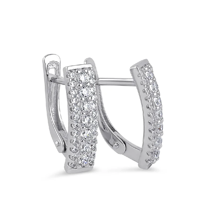 statement earrings for women -statement earrings for women -Sterling Silver Clear CZ Hoop Earrings