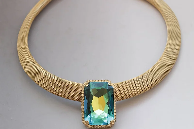 choker necklaces for women -choker necklaces for women -BLUE GOLD NECKLACE