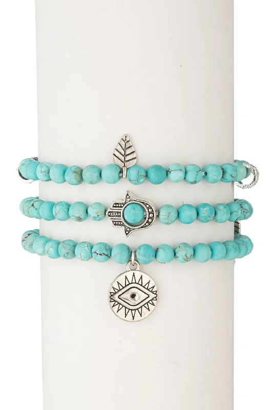 luxury diamond bangles -luxury diamond bangles -Toya Beaded Bracelet Set - Turquoise