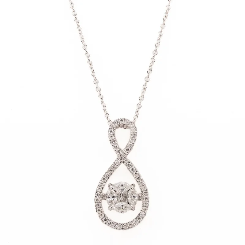 vintage necklaces for women -vintage necklaces for women -0.75ctw Dancing Diamond Pendant on 18" Necklace in 14K White Gold