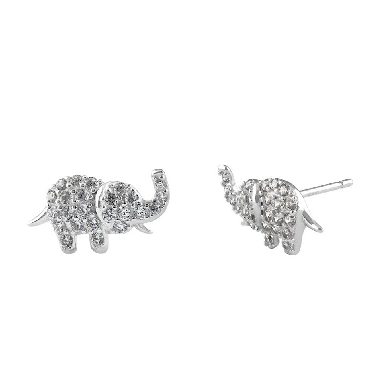 custom earrings for women -custom earrings for women -Sterling Silver Elephant CZ Earrings