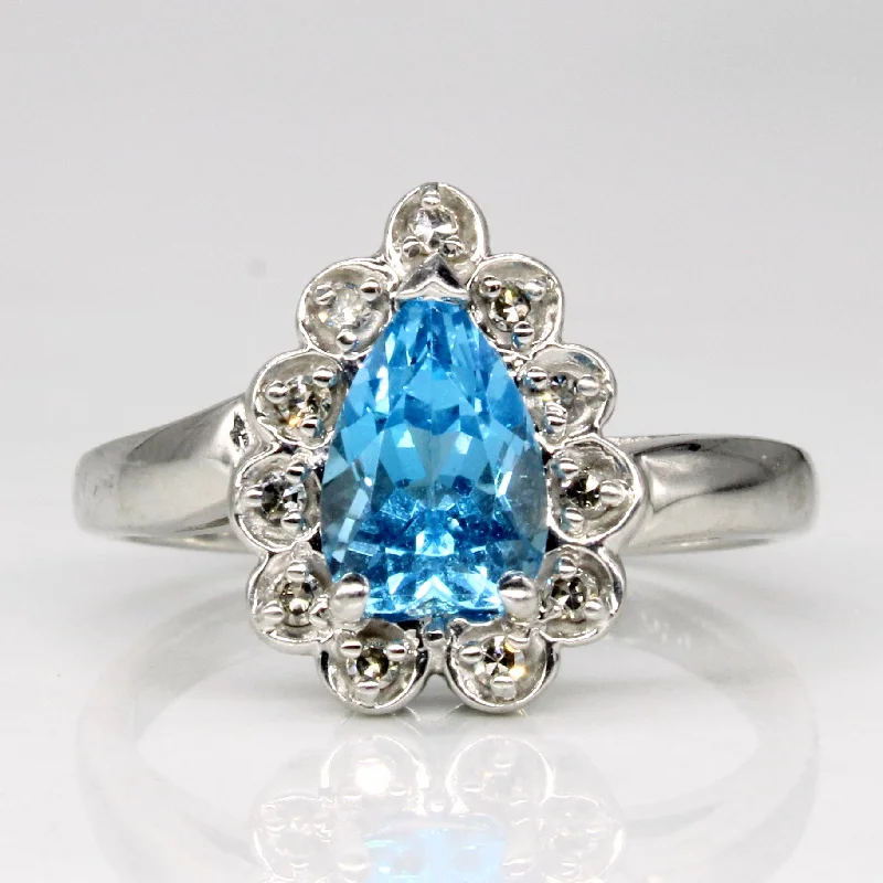 trendy cocktail rings for women -trendy cocktail rings for women -Blue Topaz & Diamond Ring | 1.50ct, 0.09ctw | SZ 6.5 |